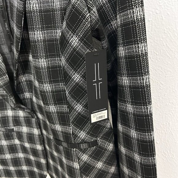 Liverpool Fitted Blazer Womens Size M Black White Glen Plaid One Button Academia - Picture 6 of 13